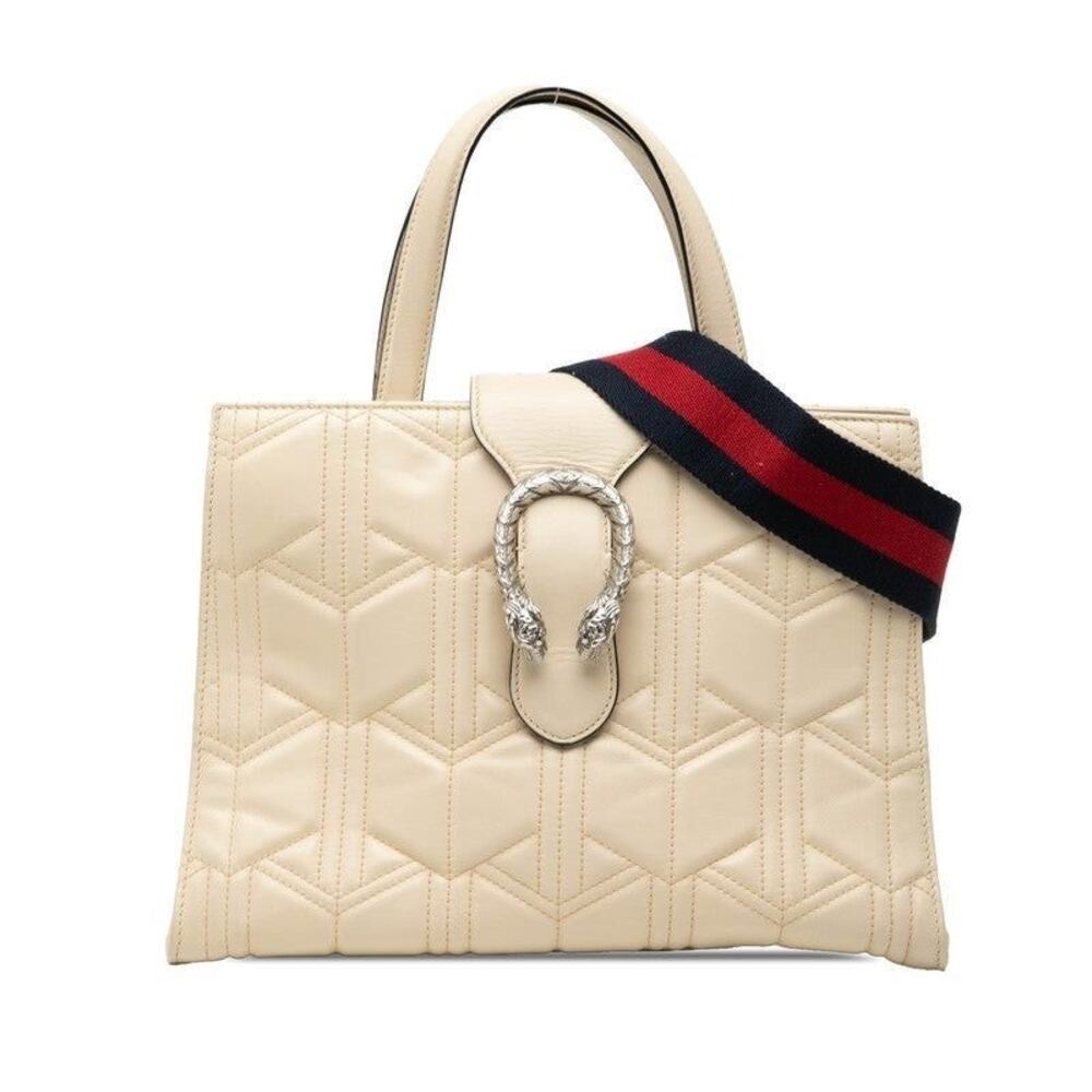 Gucci Dionysus Leather Tote Bag White